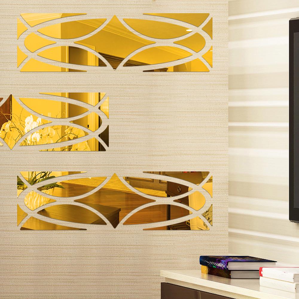 3D Modern Oglindă Flori Vinil Autocolant detașabil de perete Decor Home Decor Art DIY