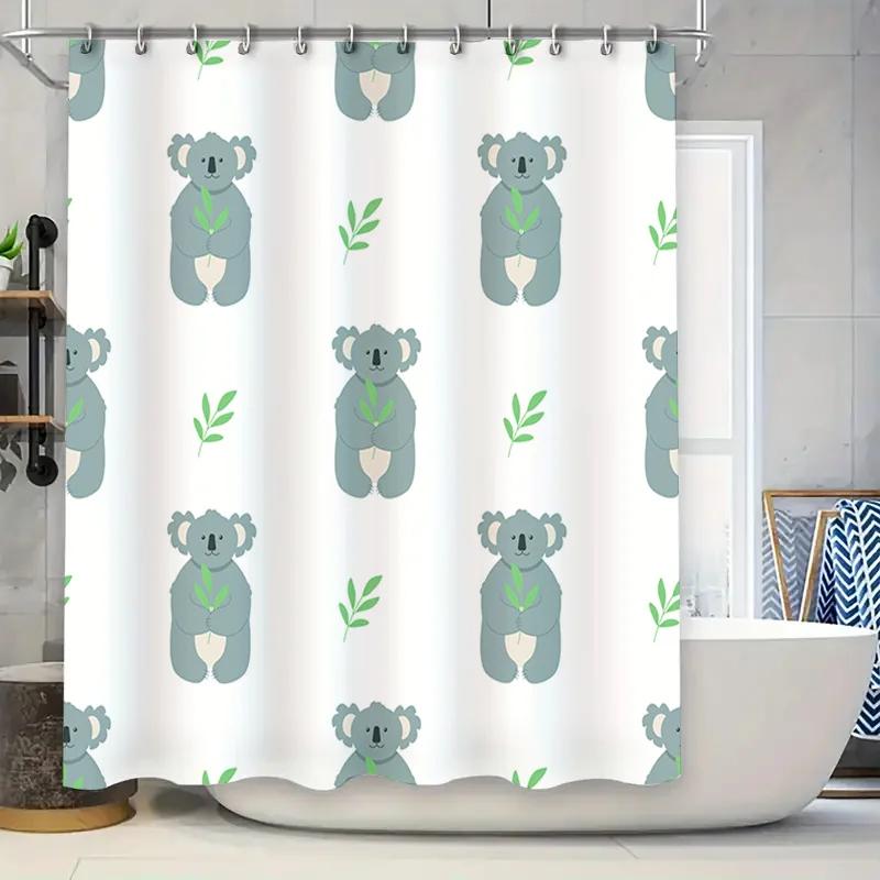 

Koala Pattern Shower Curtain Bathroom Decor White Fabric Customizable with Size Options for Home Use W90xH180cm
