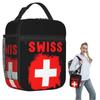 Schweizer Schweiz Flagge Isolierte Lunchtasche für Damen Kinder Tragbare Lebensmittelboxen Thermische Lunchbox Tragetasche