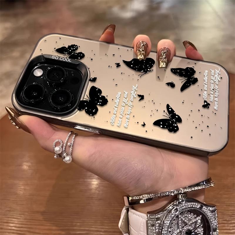 Creative and personalized design of black butterfly pattern phone case For iPhone 11 12 13 14 15 16 17 XS XR X 12 13 Plus Pro Max SE series