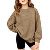 Girls' Fashion Leopard Print Neck Sweatshirt Casual Pullover Top for Everyday Wear