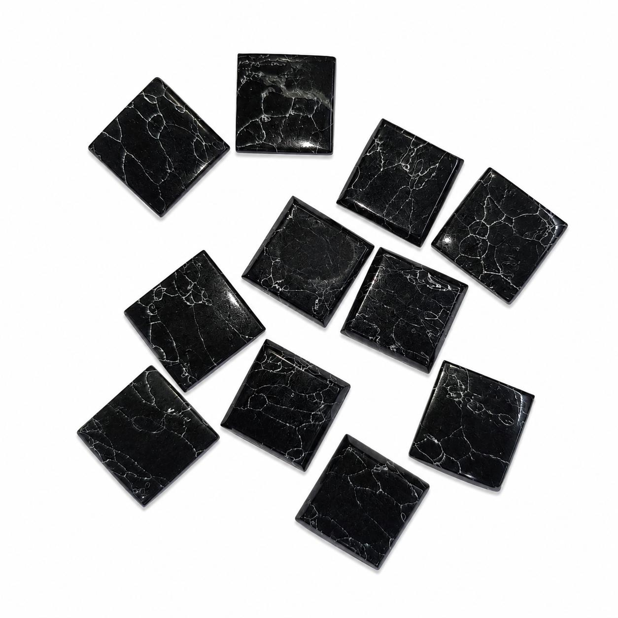 Natural Black Septarian Round Square Cabochon 14mm Gemstone Lot, Loose Septarian Stone for Jewelry Making 14mm чёрный