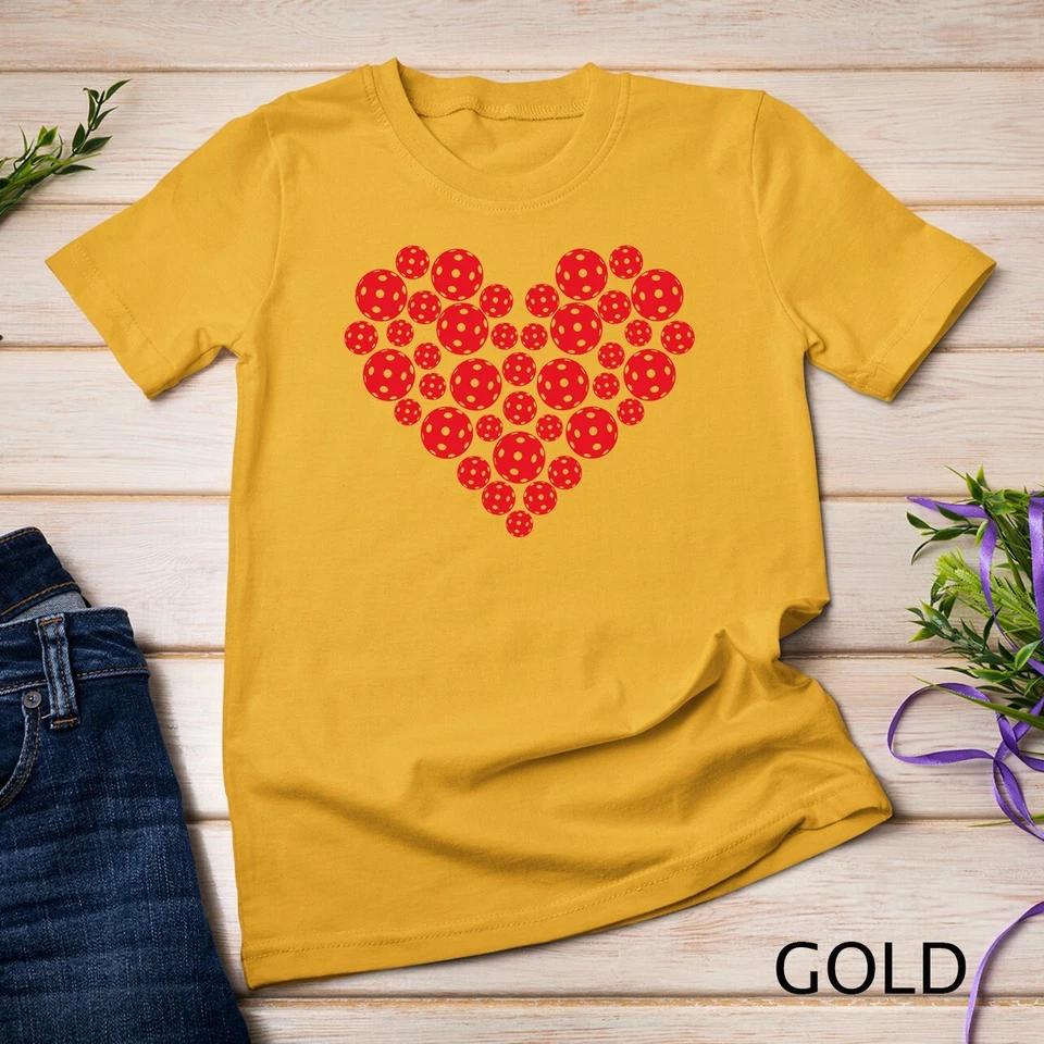 Funny Pickleball Love Heart Shape Valentine T-Shirt Unisex T-shirt 2XL