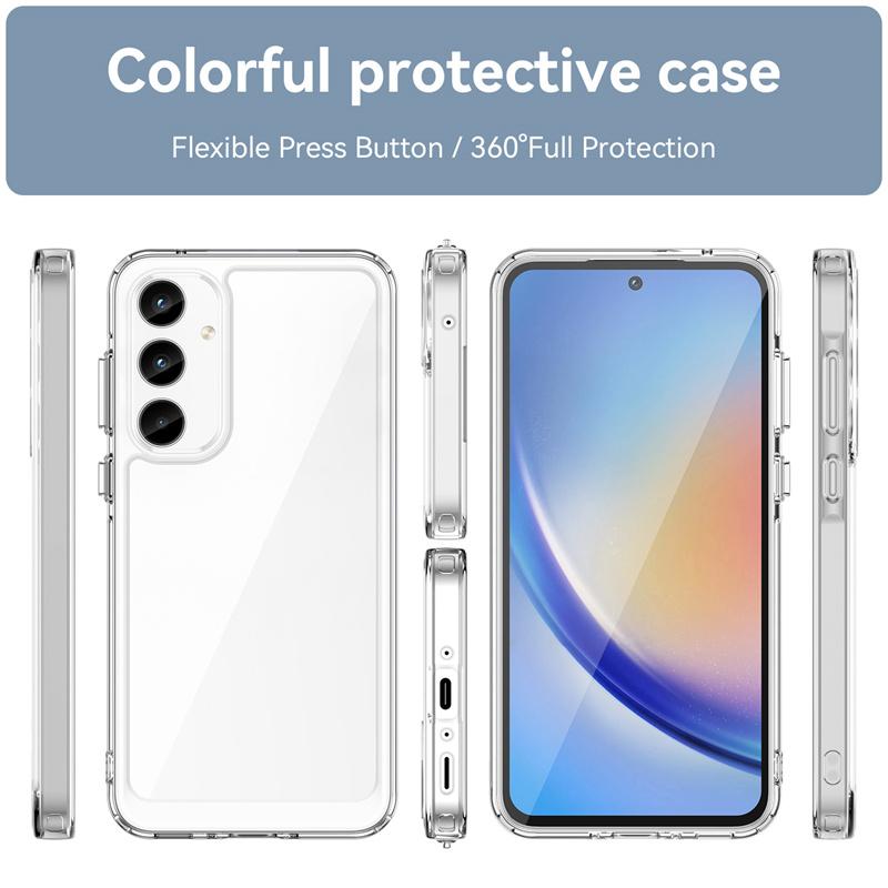 For Samsung A55 Case Cover Samsung A55 Capas Colour Frame Shockproof Phone Bumper Transparent Clear Samsung Galaxy A 55 A55 5G