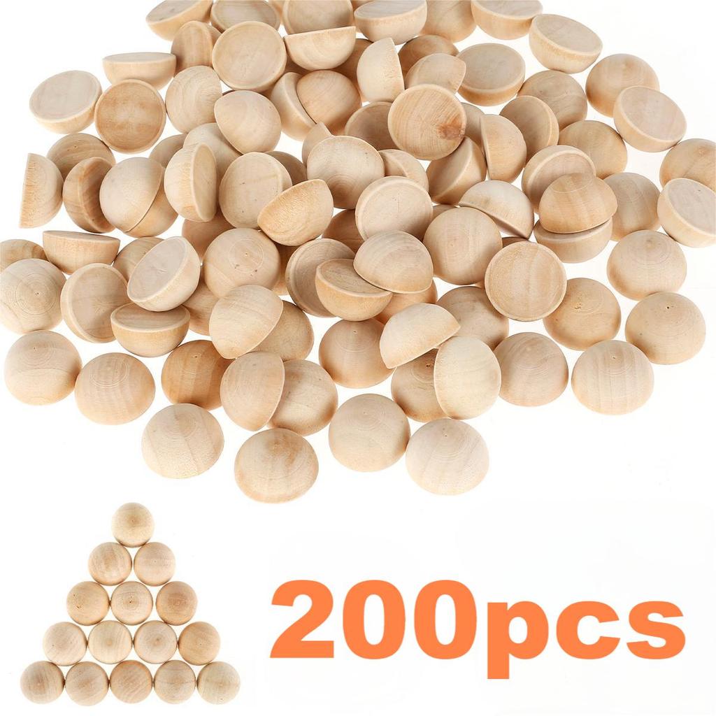 100/400 Stück Halbe Holzkugeln 15mm&20mm Halbe Holzperlen für Bastelarbeiten Unfertige Halbkugel Gespaltene Holzperlen Glatte Holzkugel