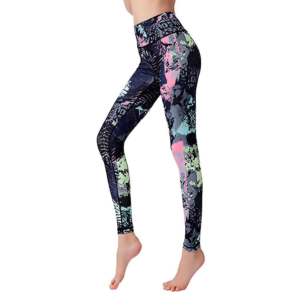 

Siomlana Floral Print Yoga Leggings for Long Stretch Printed Yoga Pants for Beautiful Perfect for and Training Women s High-Waisted Fitness, Pants,