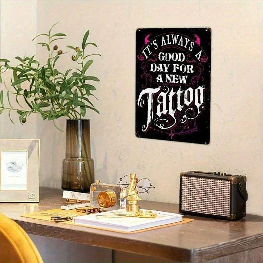 Vintage Gothic Metal Sign New Tattoo Day Wall Decor Bar Poster
