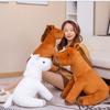 Non-Toxic 60/80Cm Simulation Sitting Horse Plush Toys Lifelike Brown White Horse Dolls Stuffed Soft Animal Toys Birthday Decor Gift