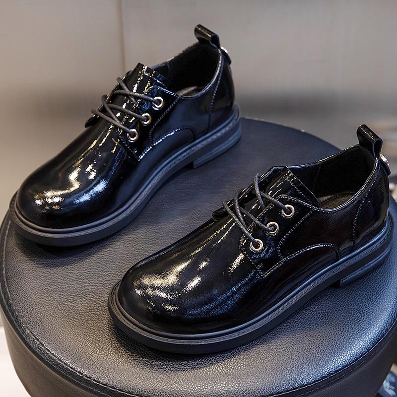 Little White Shoes Women's Spring 2025 New Small Leather Shoes Women's Thick Heel Versatile Leather Single Shoes Women's Casual Fashion Women's Shoe