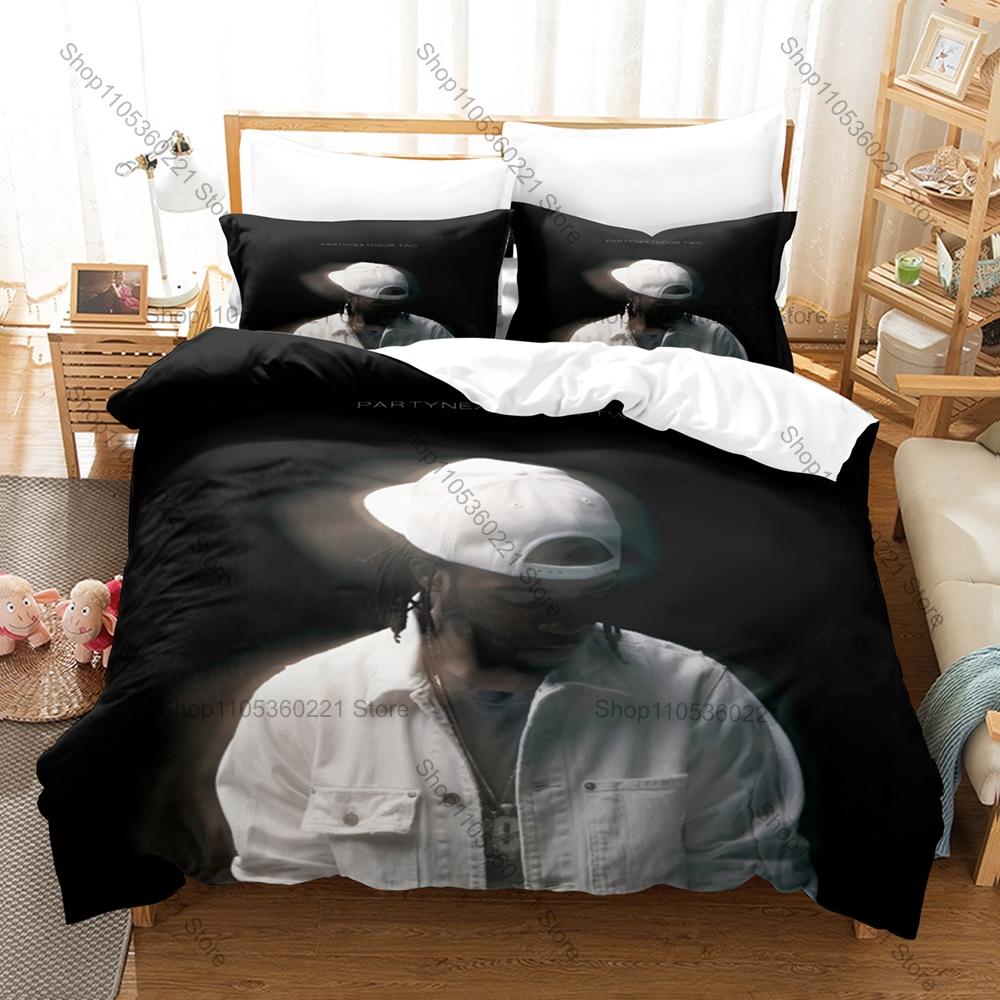 PartyNextDoor Bettwäsche-Set, Bettbezug + 2 Kissenbezüge, OVO Sound Hip-Hop Künstler Grafik Bettwäsche für Zuhause & Wohnheim