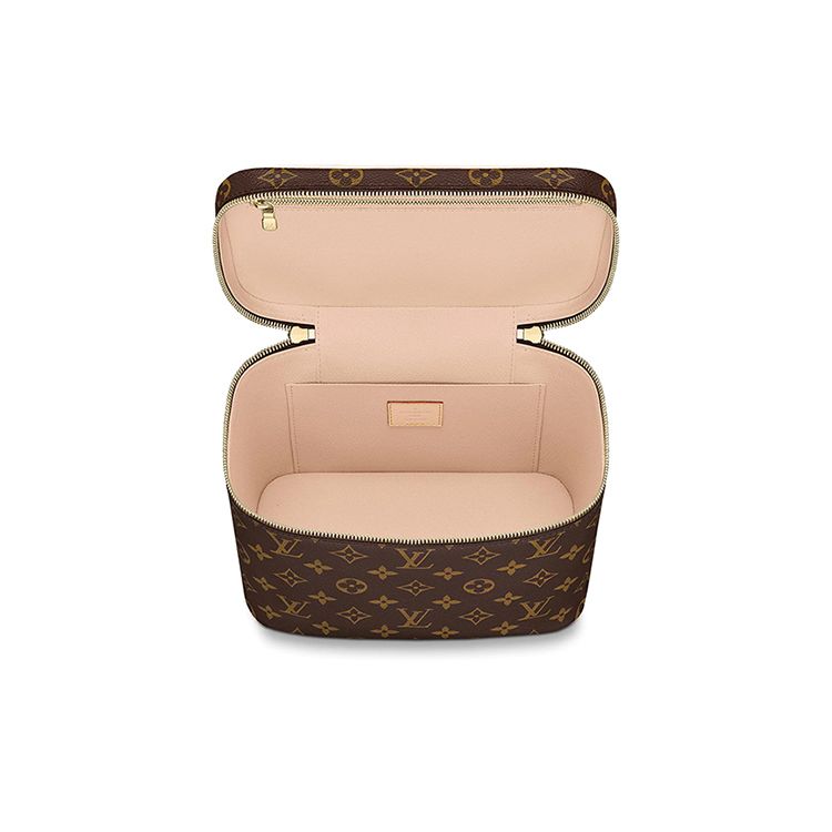Louis Vuitton Chiusura a Zip Tela e Pelle Borsa per Trucco Borse da Donna Marrone M42265