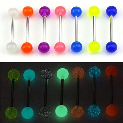 7 sztuk/zestaw Glow In The Dark Luminous Barbell Tongue Rings Body Piercing Biżuteria