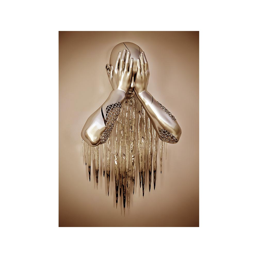 

3D современная металлическая фигурка, статуя, художественная картина на холсте, романтические абстрактные постеры и принты, настенные панно для гостиной, домашний декор 20x30cm