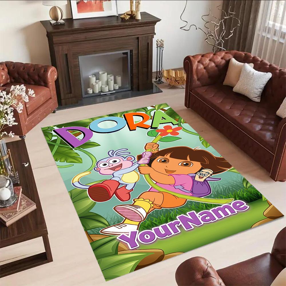 Dora Explorer Customizable Name Floor Rug Office Rug Perfect for Outdoor Dormitory Study room Playrooms Anti-slip Rug Decorate Offices