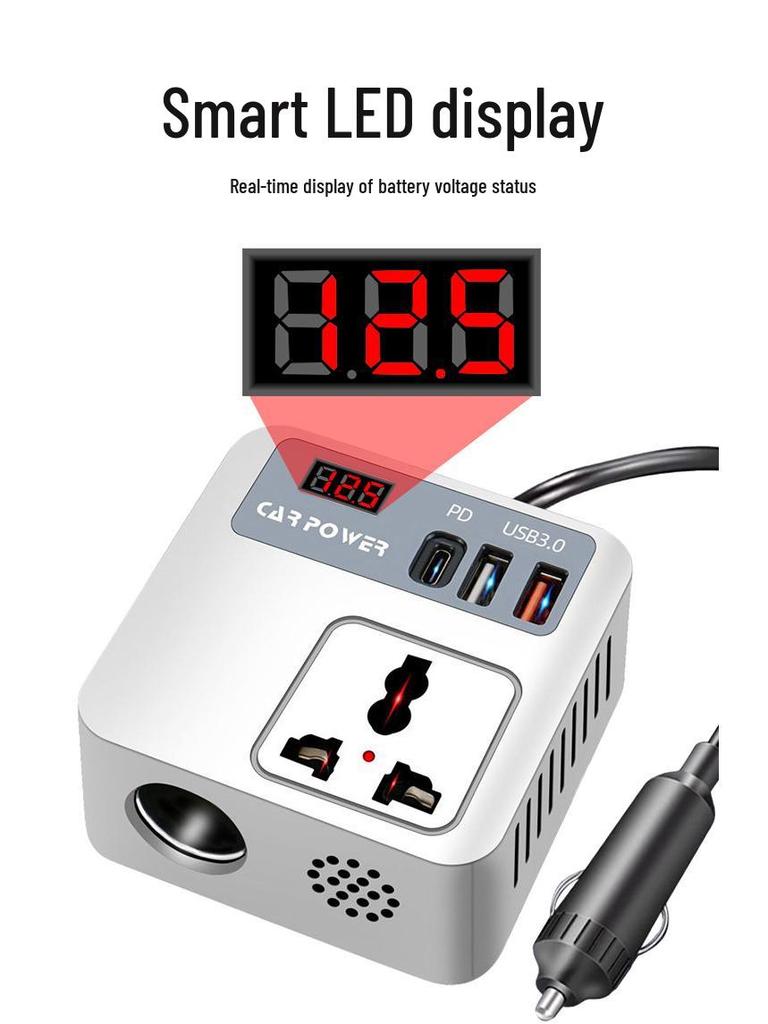 Magic Cube 12V/24V Car Inverter with Battery Clips - Fast Charging Mobile Devices with 220V National Standard Power Output