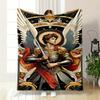 Archangel Michael Winged Warrior Blanket Bedroom Blanket for Livingroom Couch Lunch Break Soft Throw for Friend's Festival Gift