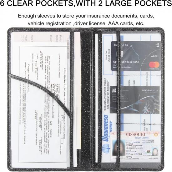 Car Registration And Urance Holder, Premium Leather Urance And Registration Holder,Vehicle Glove Box Car Organizer, With Magnetic Shut For Cards,