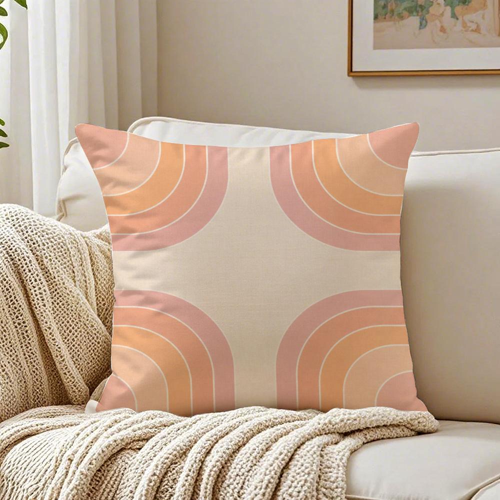 Retro s Geometric Line Pillow Case Organic Short Plush Cushion Covers Breathable Washable WrinkleResistant