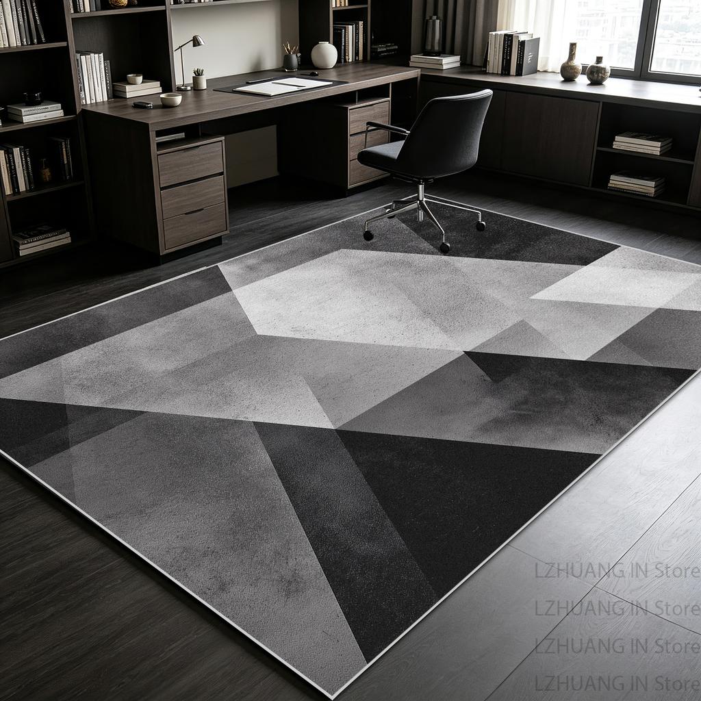 Minimalism Black White Gray Geometric Study Carpet Antiskid Easy Cleaning Living Room Rug Washable Room Decoration Home Mat