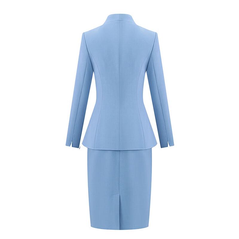 Trueman Light Blue Professional Women's Cheongsam Dress & Suit Sets