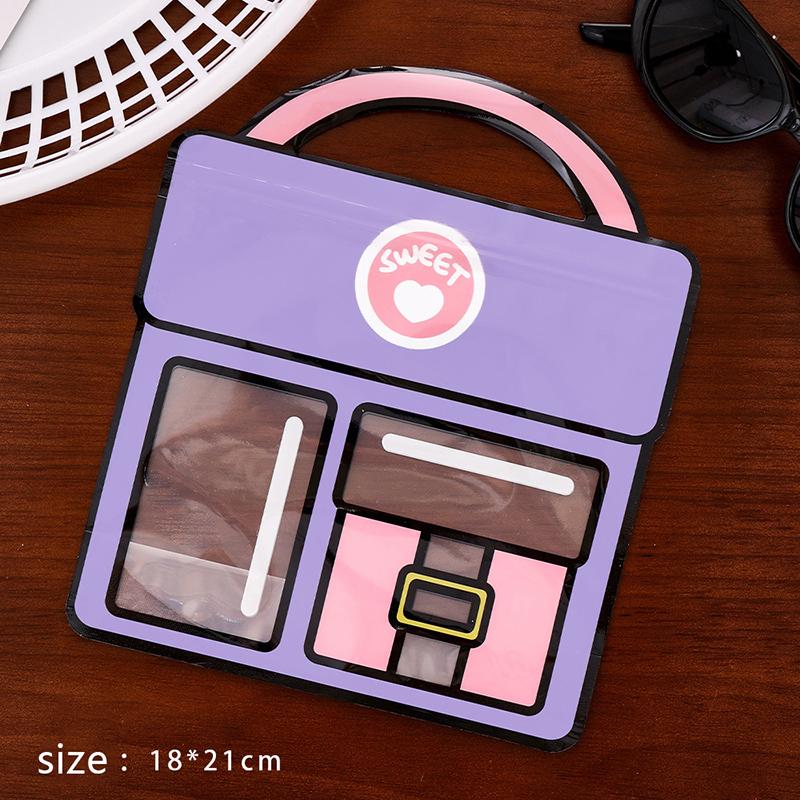 5Pcs Creative Gifts Packaging Bags Lunch Bag School Bags Cartoon School Bag Shape Self-Lock Bags Birthday Graduation Party Gift