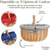 Panier en osier - CREATIVE HOME - Osier Pois Gris Brun - 43×32×37 cm - Ficelles amovibles - Fabriqué UE