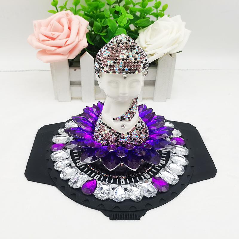 Ornamento profumatore per auto con diamante di cristallo, Maitreya Loto Buddista decorazione consolle centrale, eccetto odore benedizione regali per ragazzi