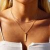 Layered Vertical Bar Pendant Necklace for Women Clavicle Chain Collarbone Choker Necklace 18K PVD Gold Plated Jewelry Waterproof