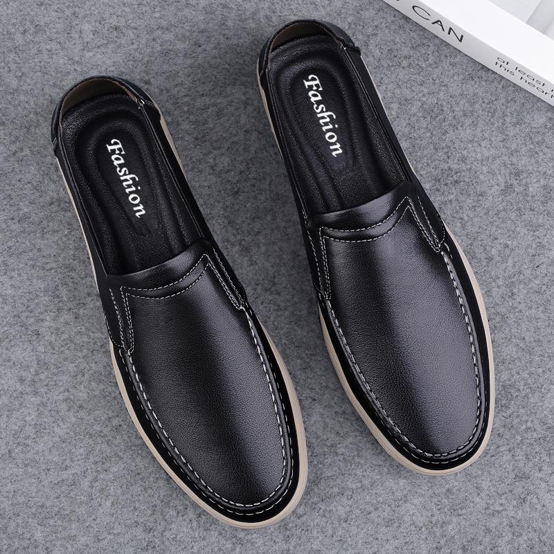 Fashion Fashion Brand's New Blue Men's Genuine Leather Casual Shoes Anti Slip Interview Commuting Work Shoes Men's Split Leather Shoes