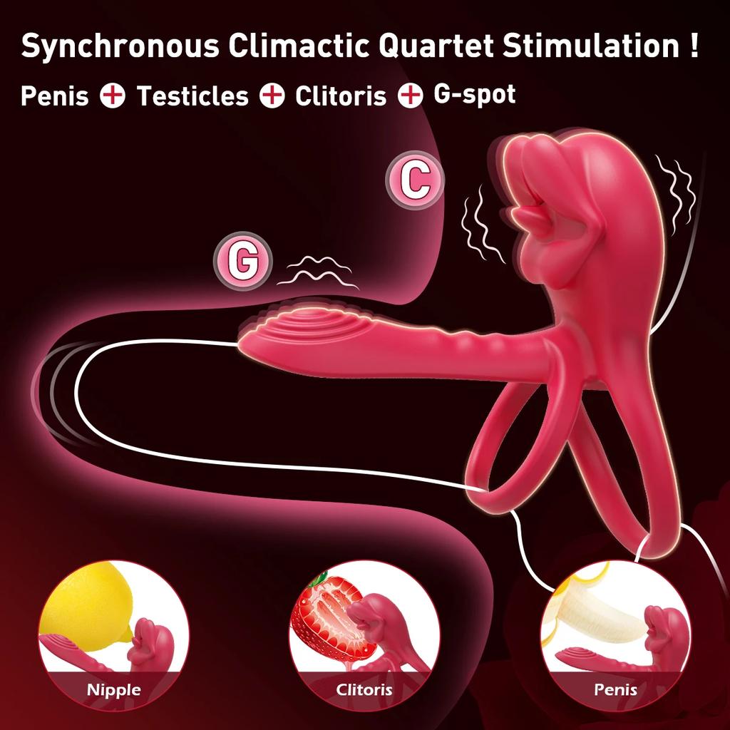 Vibrating Cock Double Ring Penis Ring for Men Ejaculation Delay Chastity Cage Penis G-spot Clitoris Stimulator Sex Toy for Men or Couples Masturbator