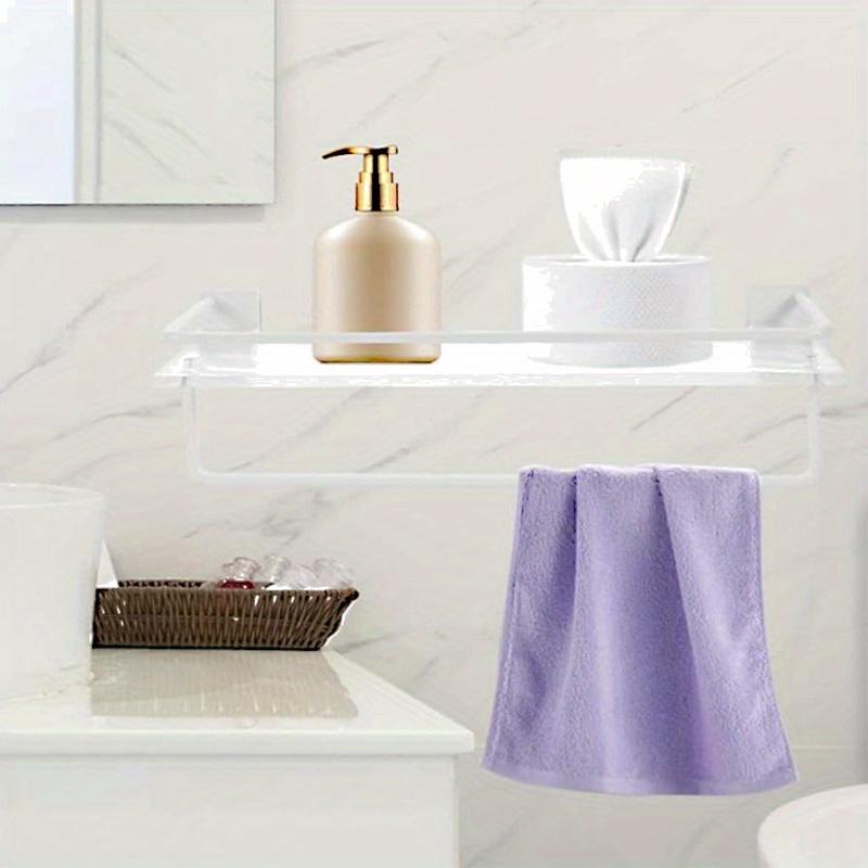 1pc Acrylic Bathroom Shelf, Simple No-punch Bathroom Storage Rack, Cosmetic Sink Hanging Towel Storage Rack, Bathroom Tray