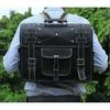 Vintage Echt Schwarz Leder Rucksack Messenger Schulter Handtasche Crossbody Satchel