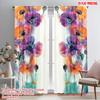 2pcs,2D Plane Printing Curtains Vibrant Blooms Durable Polyester (without Rod) Holiday Perfect for Living Room & Office Decor