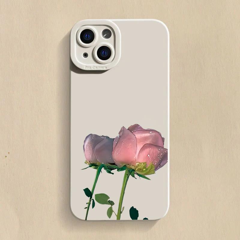 Rose Flower Phone Case For iPhone 16 Pro Max Case For iPhone 11 13 12 15 14 Pro Max 7 8 Plus XS X Soft Silicone Shockproof Cover