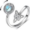 Smjel Spinning Moonstone Vintage Adjustable Rings Hollow Ring For Women Index Finger Statement Jewelry