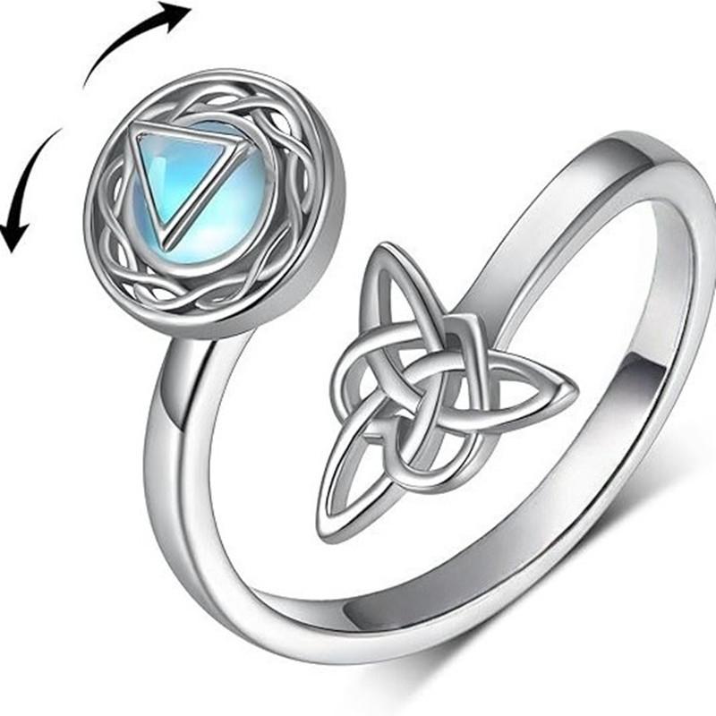 

SMJEL Spinning Moonstone Vintage Adjustable Rings Hollow Ring for Women Index Finger Statement Zircon resizable