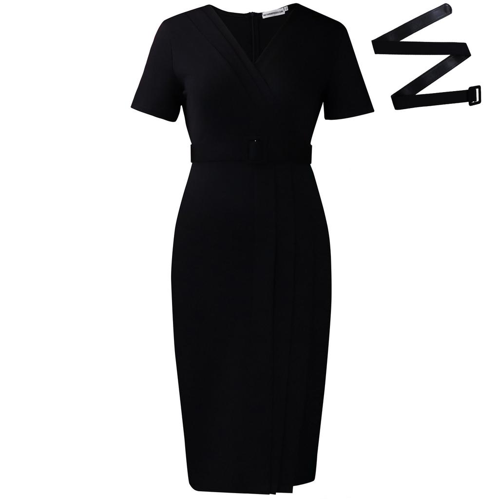L Large Size Women's Clothing New Fashion and Thin V-neck Temperament Commuter Dress