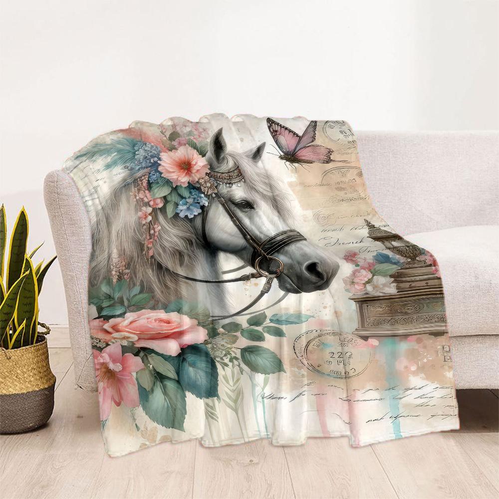 Horse Blanket Durable Comfort Great for Livingroom Couch Picnics for All Occasions Playful Design Suitable for Gifting Relatives and Friends