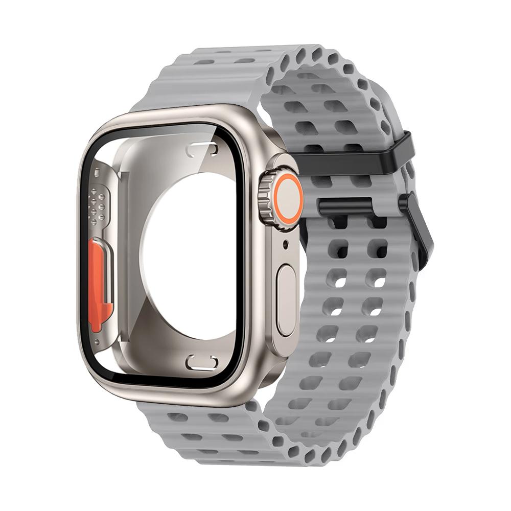 Ocean Silicone Strap+PC Case For Apple Watch Band  Series 11 10 46mm Metal Buckle Sports Bracelet Wristband iWatch 9 8 7 6 5 SE