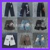 Men Women Unisex Relaxed Fit Straight Leg Denim Shorts With Embroidered Letter Patch Vintage Washed Style