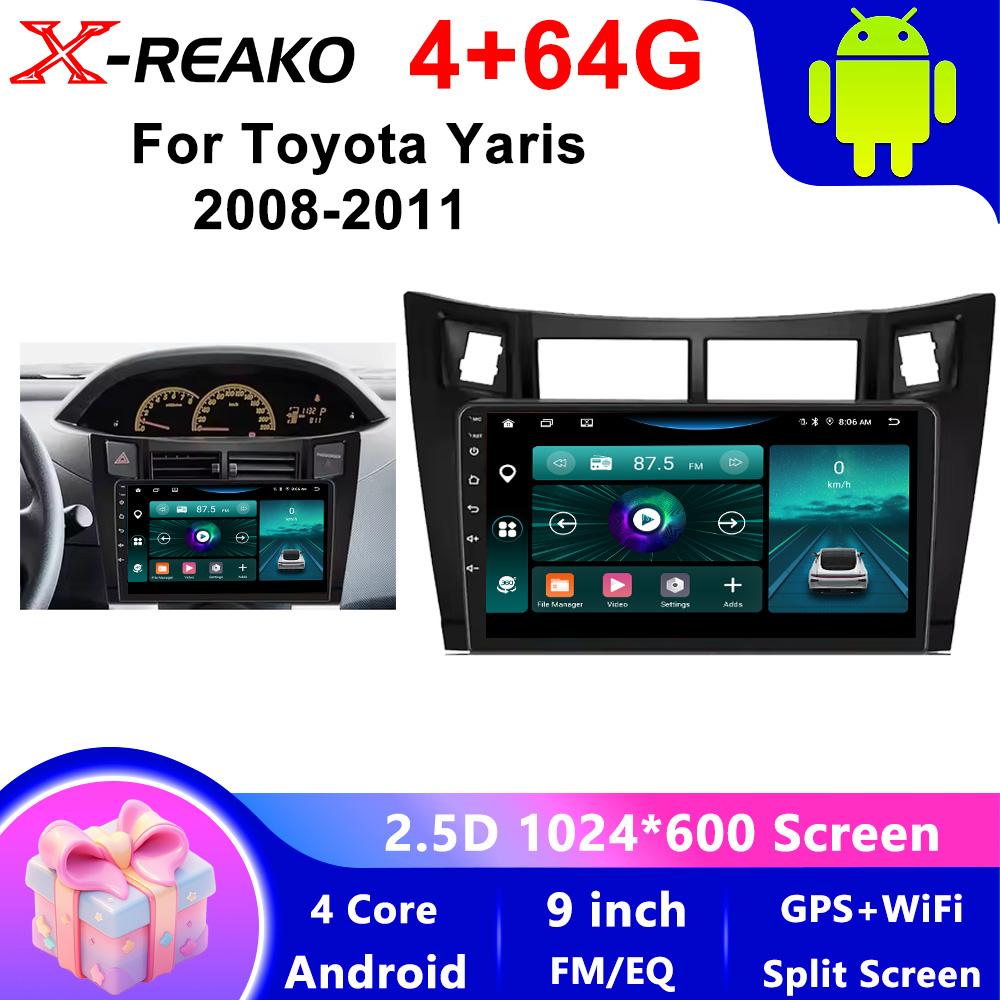 X-REAKO Car Video Player for Toyota Yaris 2008-2011 GPS Navigation Built-in Dsp Carplay Autoradio Android Head Unit