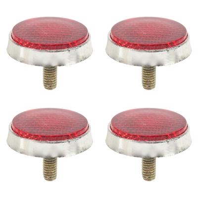 4Pcs Round Reflector 42mm High Brightness Waterproof Stylish Red Safety Reflector For M6 Thread Motorbike ATV Scooters