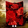 Red Rose-patterned Flannel Blanket - Soft and Warm, Suitable for Sofas, Beds, Chairs, Camping, and As a Festival Gift for Family