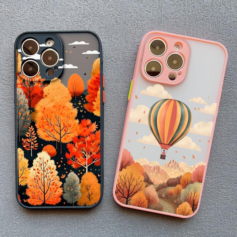 Leaves Autumn Forest House Phone Case for iPhone 12 13 Mini 11 14 15 16 Plus Pro Max 7 8 SE 2020 X XS XR Protective Phone Cover