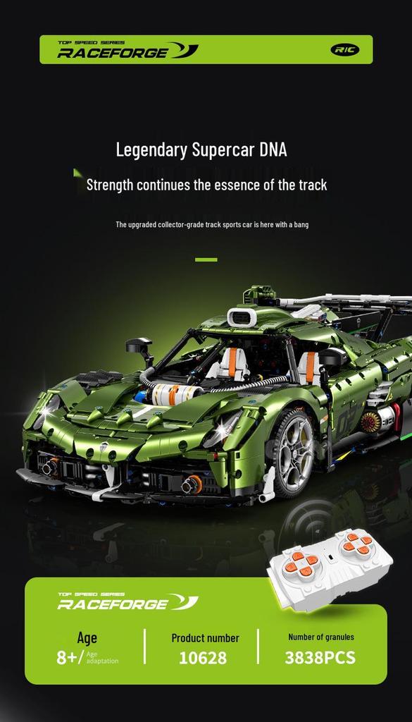Gu Li 10628 Mamba Green Koenigsegg Sports Car Building Blocks Compatible with Lego
