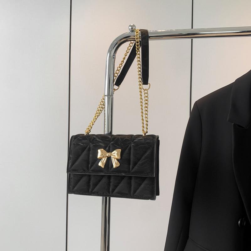 Chic Black Small Square Bag For Women With Beautiful Butterfly Design For Everyday Style