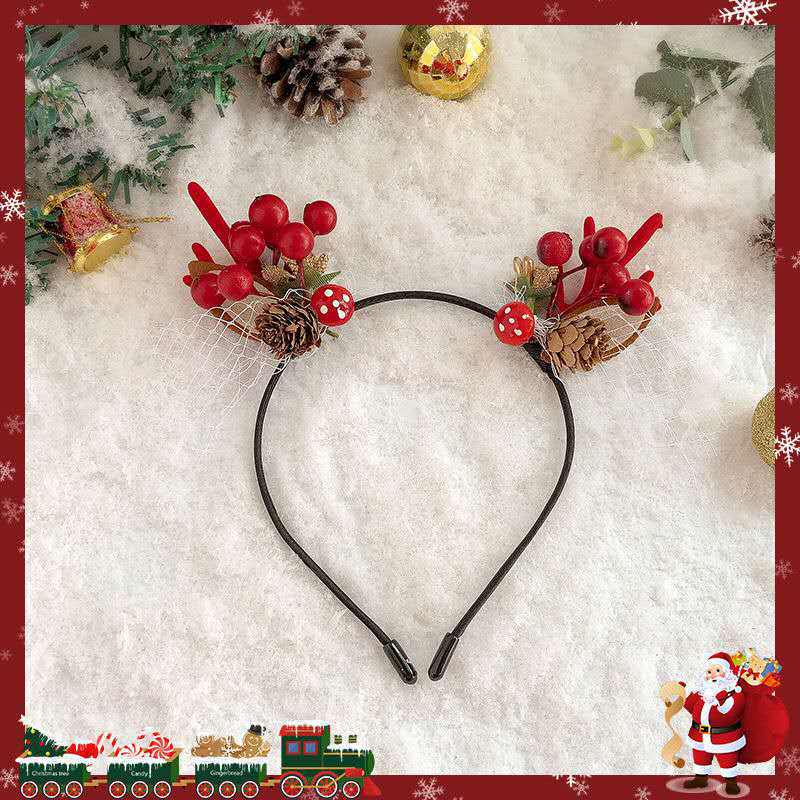 Barrette Serre-tête Bois de Faon Style Mori - Accessoire de Cheveux de Noël Mignon d'Inspiration Féerique pour Femmes