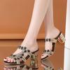 Fashion Women's Sandals Summer New 2025 Rhinestone Ladies Chunky High Heels Hollow Casual Slippers Beach Shoes Woman Sandalias De Mujer