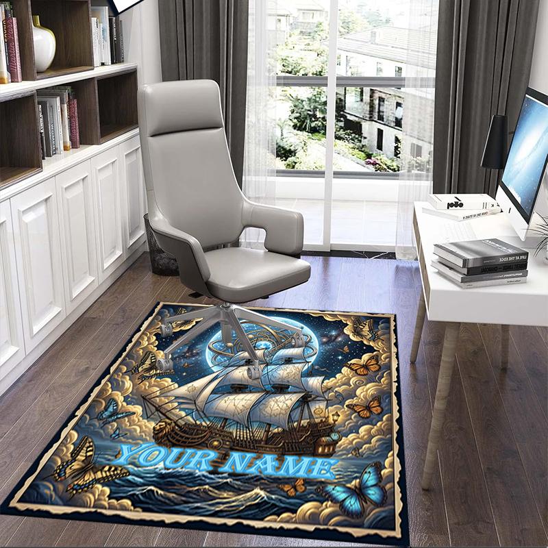 1PC Custom Name Moonlight Theme Floor Mat Ideal for Living Room, Game Rooms, Office, Bedroom,Floor Mat Playful Design