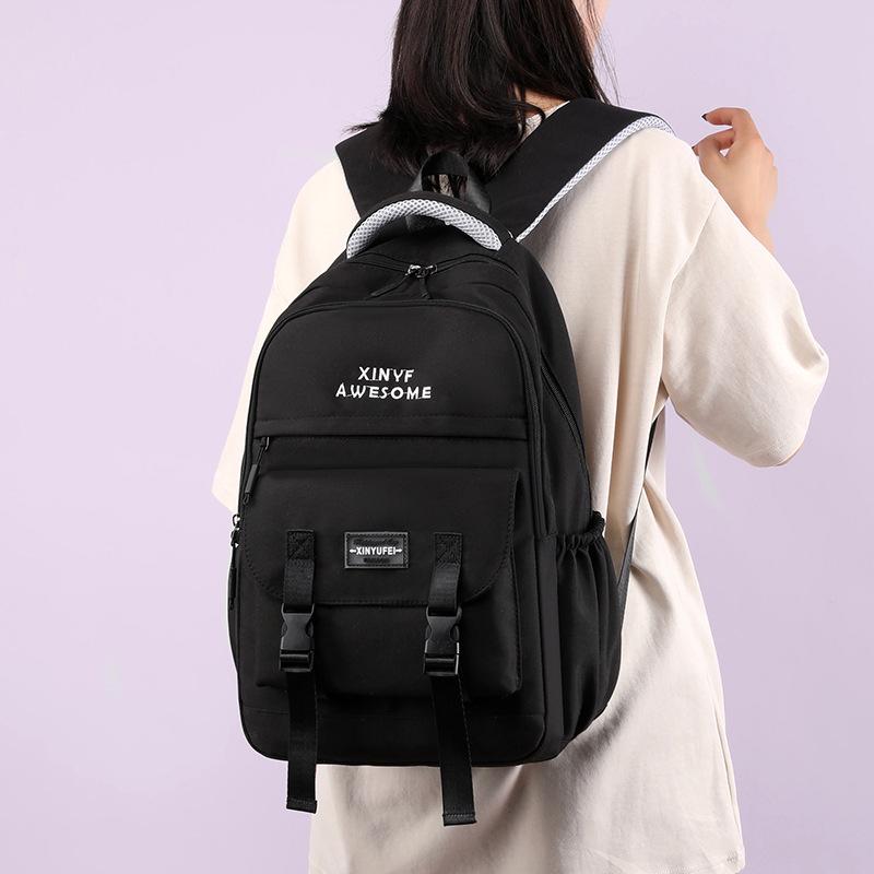 

Простой и стильный рюкзак Большая вместимость Ученик средней школы Ученик старшей школы Легкий компьютерный дорожный рюкзак Новый чёрный